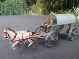 Tin toy Belgium soldiers. Blikken speelgoed, vooroorlogs klein model Belgische soldaten met paard en wagen Made in Germany bijzonder stuk.
