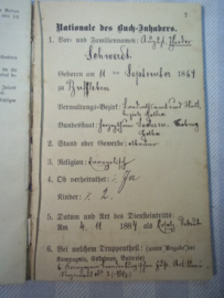 German militair ID book. Duits militair pas WO1