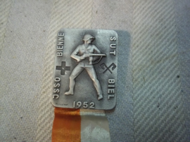 Swiss medal, Zwitserse medaille naoorlogs 1952, grotere uitvoering zie speldje hierboven, klein herinnerings speldje.