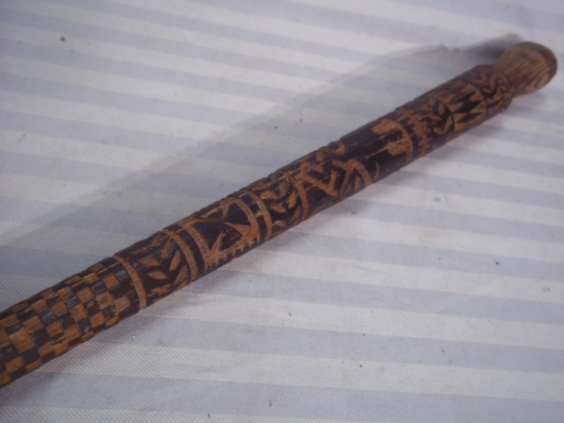 German walking stick with woodcarving, so called WOLCHOW- STICK. Duitse ...