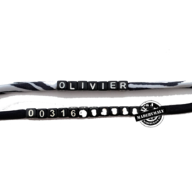 Naamarmband OF sos armband met elastisch Ibiza koord. Kies de kralenkleur en armbandkleur.