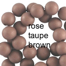 Mat acryl kralen rond 8 mm Rose taupe brown, 30 stuks