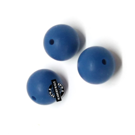Siliconen kralen 15 mm. groot, blauw , per stuk
