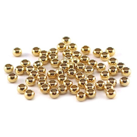 DQ metalen knijpkralen gold plated 3 mm. 10 stuks.