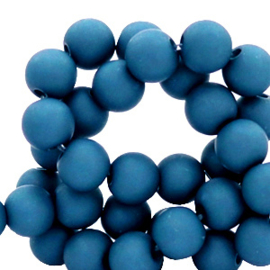 Mat acryl kralen rond 6mm Steel blue, 40 stuks