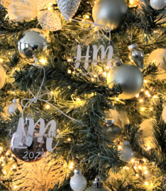 Kerstbal acryl met naam - gezin