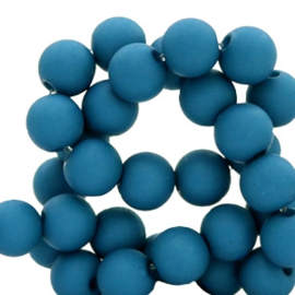 Mat acryl kralen rond 8 mm deep marine blue, 30 stuks