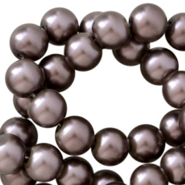 Glasparels rond 6 mm Donker bruin met pearl shine