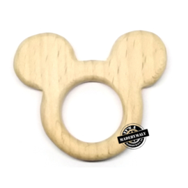 Houten bijtring hout  mickey  beukenhout * 8x5,5 cm.