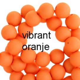 Mat acryl kralen rond 6mm vibrant oranje, 40 stuks