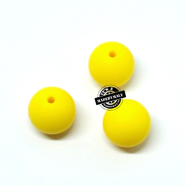 Siliconen kralen 15 mm. groot, geel, per stuk