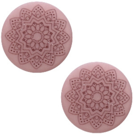 Cabochon Polaris 12mm met mandala print, oudroze