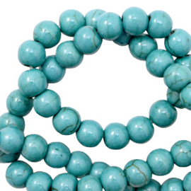 Keramiek kraal rond 4mm aqua turquoise