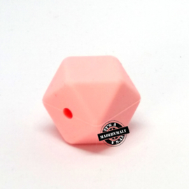 Siliconen hexagon facet kraal 17 mm, pastelroze