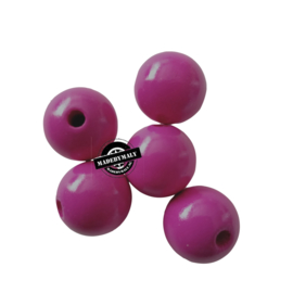 Houten kralen 15 mm rond fuchsia roze