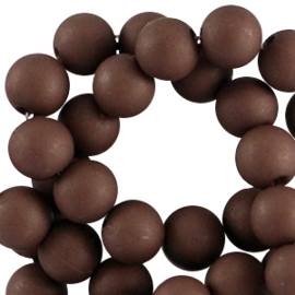Mat acryl kralen rond 4mm dark brown, 95 stuks
