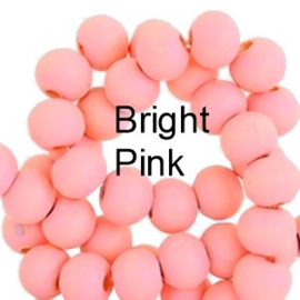 Houten kraal 6 mm rond Bright pink roze