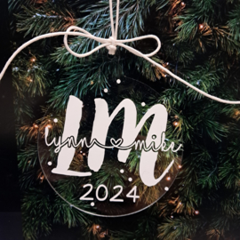 Kerstbal acryl met naam - samen