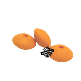 Siliconen kralen discus  12 mm. warm oranje , per stuk
