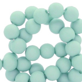 Mat acryl kralen rond 6mm faded turquoise, 40 stuks