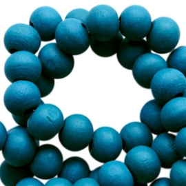 Houten kralen 8 mm rond Dark blue zircon blauw