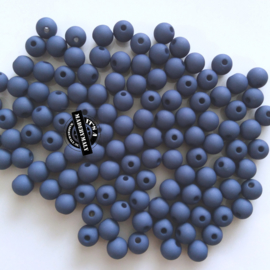 Mat acryl kralen rond 6mm grijsblauw, 40 stuks