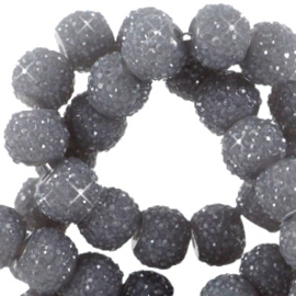 Sparkle sparkling beads 8 mm donkergrijs, 10 stuks