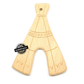 Houten bijtring hout wigwam tipi beukenhout * 8,5x6 cm.