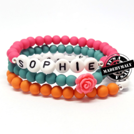 Zelf maken: prachtige uni armband, naam armband  en bloem armband (3 armbanden)  Kies zelf je kleuren. GRATIS VERZENDING