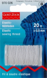 elastisch garen wit 0,5 mm. dik, klosje van 20 meter - elastiek