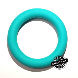 Siliconen bijtring  65 mm. groot, per stuk, turquoise