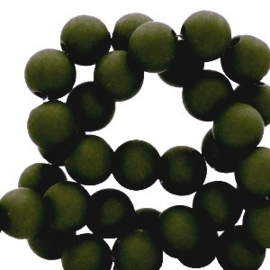 Mat acryl kralen rond 6mm heel donker groen, 40 stuks
