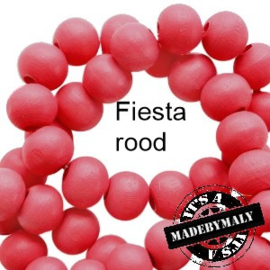Houten kraal 6 mm rond Fiesta rood
