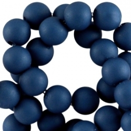 Mat acryl kralen rond 6mm Donker blauw, 40 stuks