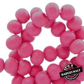 Houten kralen 12 mm. rouge pink roze