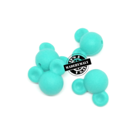 Siliconen mickey mouse kraal turquoise,  24mm,  per stuk