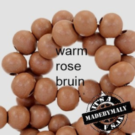 Houten kraal 6 mm rond Warm rose bruin