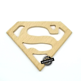 Houten bijtring hout  superman  beukenhout * 8x6,2 cm.