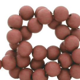 Mat acryl kralen rond 4mm rose bruin, 95 stuks