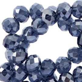 Facet kralen top quality disc 6x4 mm Montana blue-pearl diamond coating