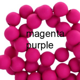 Mat acryl kralen rond 8 mm Magenta purple, 30 stuks