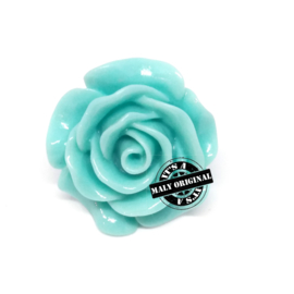 Roos bloem kraal 28 mm turquoise