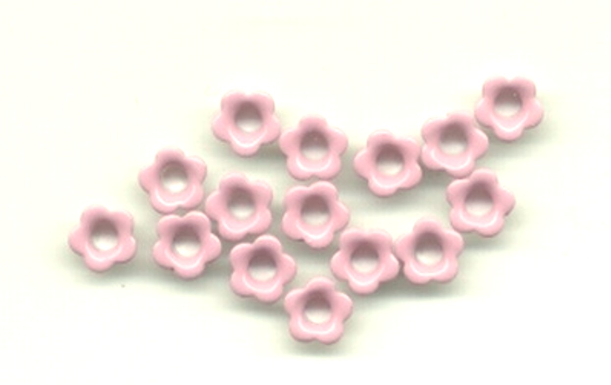 10 bloementjes eyelets lichtroze