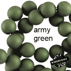Mat acryl kralen rond 4mm army green, 95 stuks