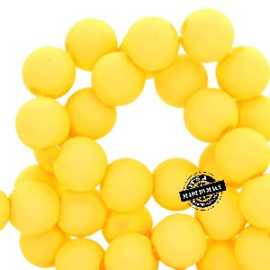 Mat acryl kralen rond 6mm geel, 40 stuks