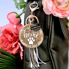 Luxe tashanger - sleutelhanger  - home is where the paws are