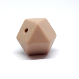 Siliconen hexagon facet kraal 14 mm, nude