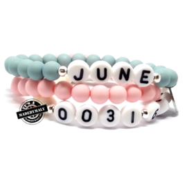 Telefoonnummer armband, naam armband  en uni armband  (3 armbanden)  Kies zelf je kleuren