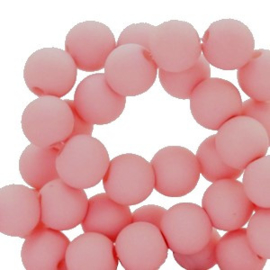 Mat acryl kralen rond 6 mm pink roze, 30 stuks