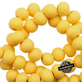 Houten kraal 8 mm rond Lemmondrop yellow geel